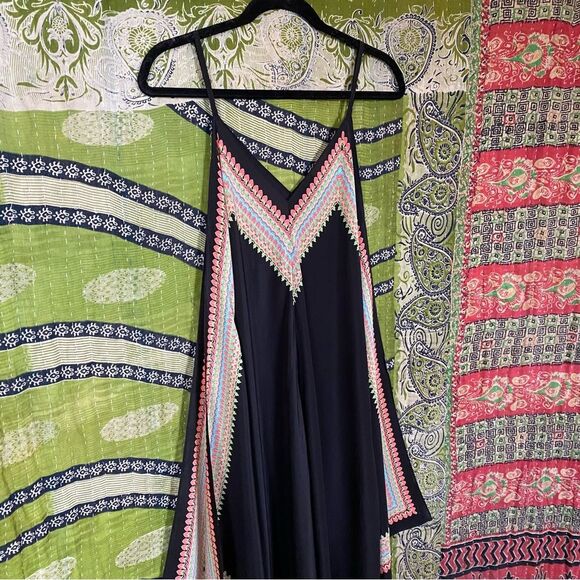 Vanessa Virginia x Anthropologie Black Estrella Silk Midi Dress Size Small - Picture 9 of 16